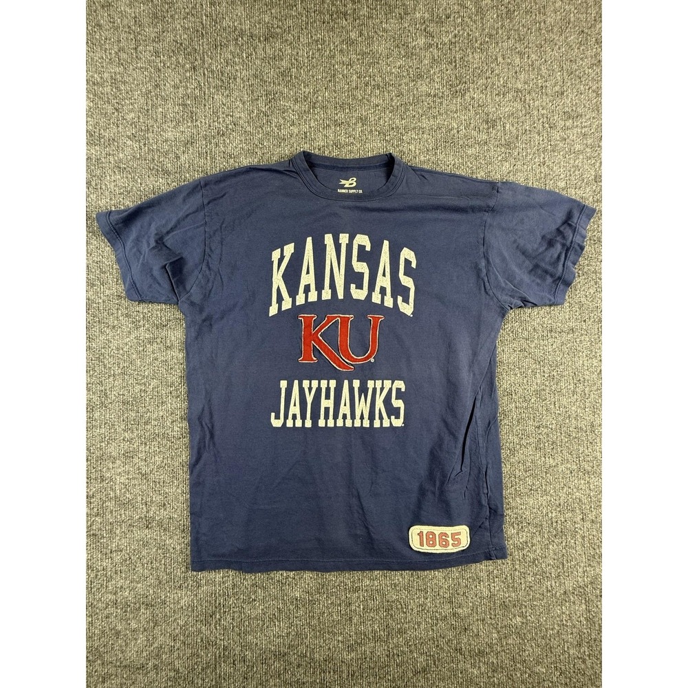 Kansas Jayhawks Shirt Mens Small Blue NCAA College KU 1865 Banner Supply Co‎
